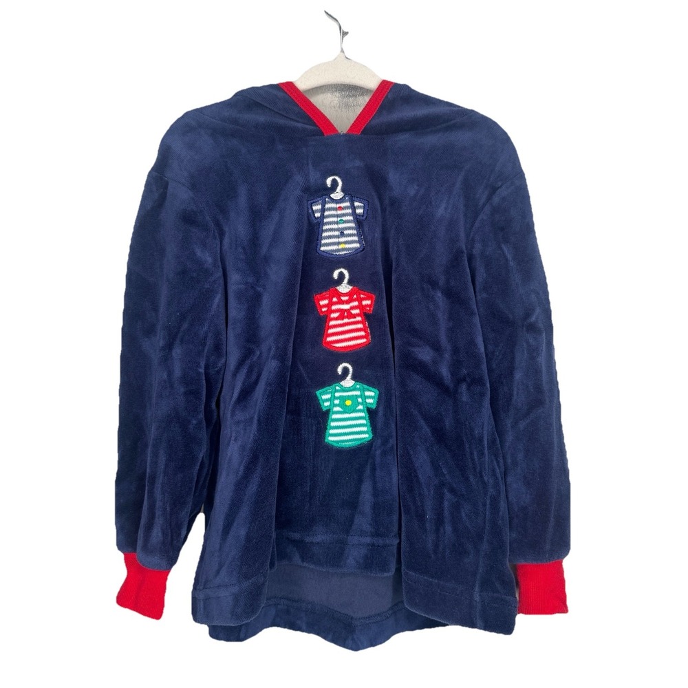 Vintage Valor Longs Sleeve Embroidered SIZE 4T Holiday Hooded‎ Warm Top Blue Red